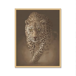Luipaard, geteld kruissteekpatroon, wilde kat, wilde dieren, zomerbos, pdf direct downloaden, hand xstitch-decor