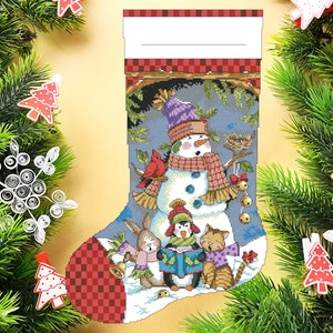 Christmas Stocking, Cute Carolers, Spirit of Christmas, Counted Cross Stitch Pattern, Stitch Decor, Needlework Chart, Instant download