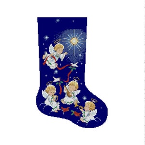 Christmas Stocking, Music from heaven, Angel Blossom, Counted Cross Stitch Pattern, Xstitch Decor, Needlework Chart, Instant download PDF
