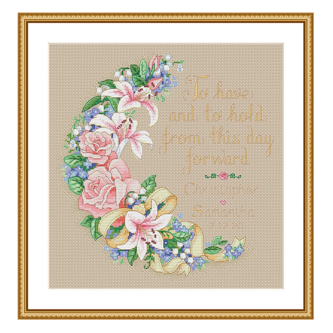 Wedding Record, Counted Cross Stitch Pattern, Summer Flower Embroidery,  Hand Stitching, to Have and to Hold, Instant Download PDF - Etsy, image size:1080x1080