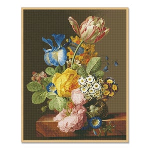 Vintage Bouquet, Cross Stitch Pattern, PDF Digital Pattern, Garden Bouquet, Spring Flowers, Xstitch Pattern, Floral Chart, Instant Download