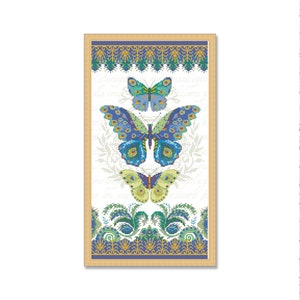 Butterfly Sampler, geteld kruissteekpatroon, bloemmotief, pauw, insecten, violet roze, bloemenpatroon, Instant Download PDF