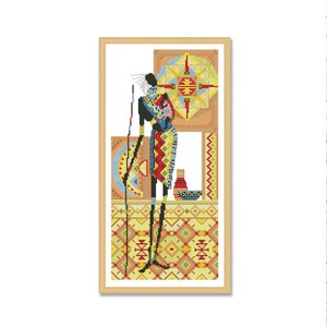 Africa Motherhood, Counted Cross Stitch Pattern, African girl, Folklore, Savannah, Folklore, Ethno Dance, Africa Masai, Digital Pattern