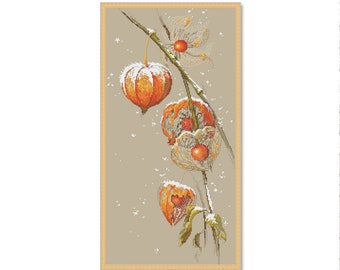 Physalis, Cross Stitch Pattern, PDF Digital Pattern, Modern