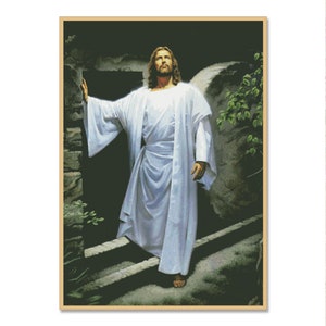 Jesus, Räknat korsstygnsmönster, Digitalt mönster, Modern väggdekor, Personmönster, Nålsticksdiagram, Religionsdiagram