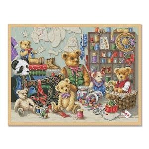 Buttons&#39;n Bears, Counted Cross Stitch pattern, Sewing room, Animal, Cats, Hand Xstitch Decor, Cute Bears, Bears cross stitch, Bear pattern