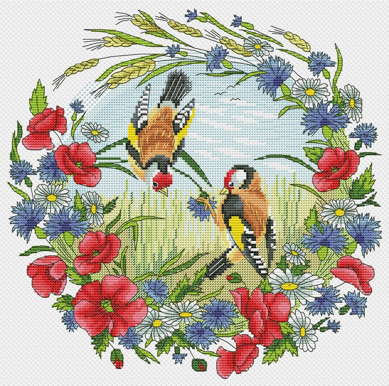 Summer Birds, Birds and Flowers, Counted Cross Stitch Summer Birds, Birds and Flowers, Counted Cross Stitch
