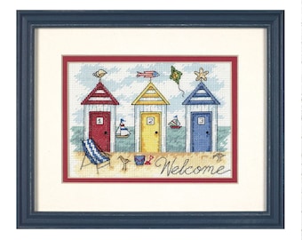 Beach Houses, Counted Cross Stitch Pattern, Summer Landscape, Hand Embroidery, Needlepoint Chart, Digital Pattern PDF