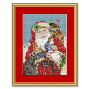 Father Christmas, Santa, Counted Cross Stitch Pattern, Winter, Santa, Snow, Holiday Xstitch Decor, Christmas Tree, Instant Download PDF