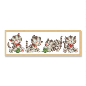 Playful kittens, Counted Cross Stitch pattern, Animal, Cats, Hand Xstitch Decor, Cute kittens, Kittens cross stitch, Cats pattern