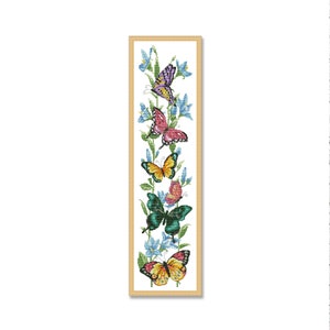 Vlinders en bloemen, Telpatroon, Bloemenkaart, Natuur kruissteek, Insecten, Violet Roze, Bloemenpatroon, Download PDF