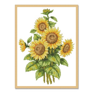 Sunflowers in a vase, Cross Stitch Pattern, Digital Pattern, Summer Garden Flowers, Bouquet with Sunflowers, Floral Chart, Instant Download
