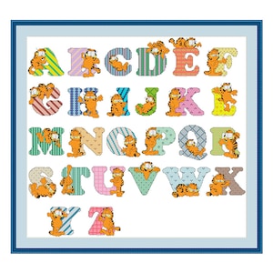 Garfield Alphabet, Counted Cross Stitch pattern PDF, Alphabet, Letters, Lettering, Personalization, Funny Toys, Children alphabet, Decor