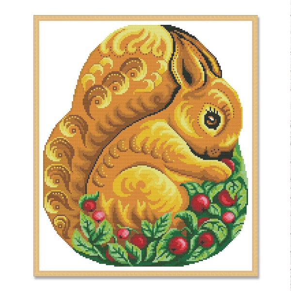 Squirrel, Counted Cross Stitch pattern, Wild Animals, Forest, Woodland, Wild Berries, Needlepoint Chart, Instant Download PDF