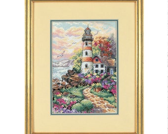 Beacon at Daybreak, Counted Cross Stitch Pattern, Summer Landscape, Hand Embroidery, Needlepoint Chart, Digital Pattern PDF, lighthouse