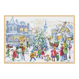 Noël magique, modèle de point de croix compté, réveillon de Noël, décoration des fêtes de fin d'année, grille de Noël, PDF à téléchargement immédiat, fêtes de fin d'année