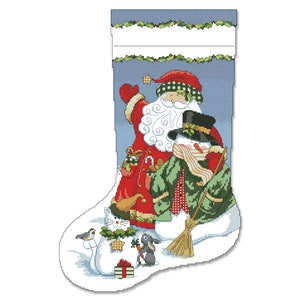 Christmas Stocking, Santa and Snowman, Spirit of Christmas, Counted Cross Stitch Pattern, Xstitch Decor, Needlework Chart, Instant download