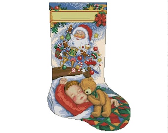 Christmas Stocking, Dreams of Christmas, Spirit of Christmas, Counted Cross Stitch Pattern, Xstitch Decor, Needlework Chart Instant download