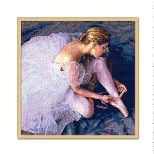 Ballerina Beauty, Cross Stitch Pattern, Lady White Dress, Digital Pattern PDF, Dancer Woman, Ballerina Pattern, Hand Needlepoint Chart