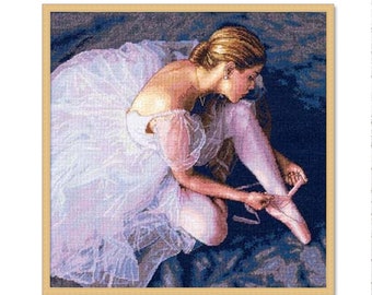 Ballerina Beauty, Cross Stitch Pattern, Lady White Dress, Digital Pattern PDF, Dancer Woman, Ballerina Pattern, Hand Needlepoint Chart