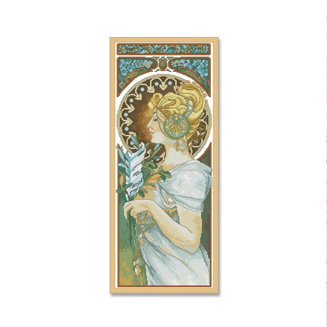 Orenco Originals Cross Stitch Pattern - 'Feather' By Alphonse Mucha, Counted Cross Stitch Chart (Not A Kit)