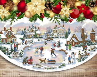 Weihnachtsbaum-Rock, Skaterdorf, Weihnachtsstimmung, Kreuzstichmuster, Kreuzstichmuster, Kreuzstichmuster, Stickmuster, zum Sofortdownload