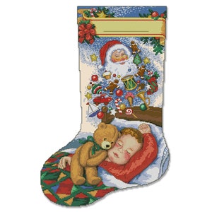 Dreams of Christmas Stocking, Spirit of Christmas, Counted Cross Stitch Pattern, Xstitch Decor, Needlework Chart, Instant download