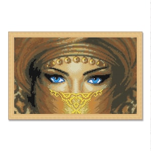 Female eyes #1, Cross Stitch Pattern, Digital Pattern PDF, Beautiful Arab woman, Muslim, Islamic, Hijab, Modern Pattern, Hand Needlepoint