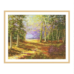 Autumn Gold, Counted Cross Stitch Pattern, Autumn Park, Landscape, Forest, Hand Embroidery, Needlepoint Chart, Digital Pattern PDF