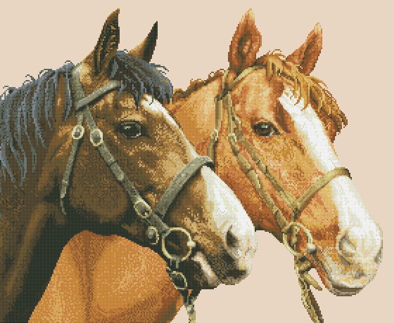 Horses, Counted Cross Stitch Pattern, Animals Pattern, Hand Xstitch