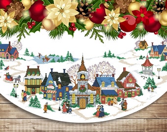Christmas Tree Skirt, Old Time Holiday, Spirit of Christmas, Counted Cross Stitch Pattern, Xstitch Decor, Needlework Chart, Instant download