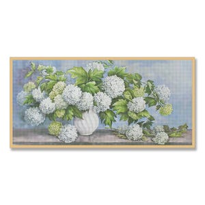 Hortensiaboeket, geteld kruissteekpatroon, digitaal patroon, bloemmotief, patroon wilde bloemen, boeketborduurwerk, Instant Download