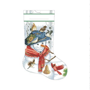 Christmas Stocking, Snowman friends, Counted Cross Stitch Pattern, Xstitch Decor, Needlepoint Chart, Instant download PDF