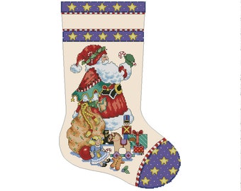 Christmas Stocking, Believe, Santa, Counted Cross Stitch Pattern, Xstitch Decor, Needlework Chart, Instant download PDF