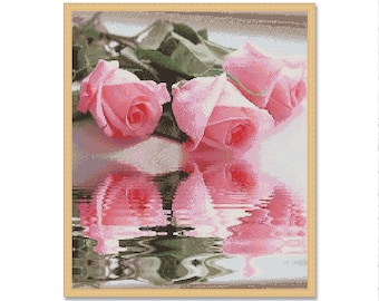 Bouquet Pink Roses, Cross Stitch Pattern, PDF Digital Pattern, Spring Garden Flowers, Xstitch Pattern, Floral Chart, Instant Download