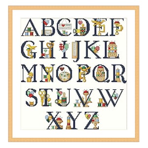 Stitcher&#39;s ABC, Counted Cross Stitch pattern, Vintage Alphabet, Letters, Lettering, Personalization, Instant Download PDF