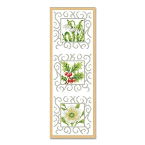 Bloemen en kant, geteld kruissteekpatroon, digitaal patroon, bloemmotief wilde bloemenpatroon, boeketborduurwerk, direct downloaden