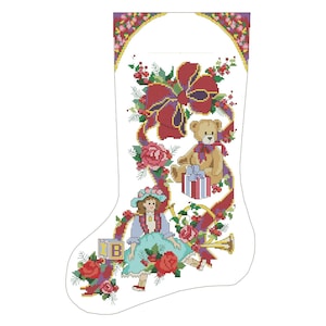 Christmas Stocking, Christmas Nostalgia, Counted Cross Stitch Pattern, Xstitch Decor, Needlepoint Chart, Instant download PDF