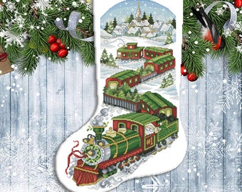 Aurora Cabin Christmas Stocking Counted Cross Stitch Pattern