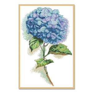 Hortensiaboeket, geteld kruissteekpatroon, digitaal patroon, bloemmotief, patroon wilde bloemen, boeketborduurwerk, Instant Download
