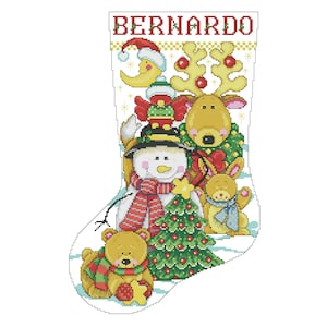 Christmas Stocking, Making new friends, Counted Cross Stitch Pattern, Xstitch Decor, Needlepoint Chart, Instant download PDF