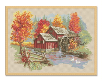 Counted Cross Stitch Pattern Glory of Autumn Landscape Pattern Forest ...
