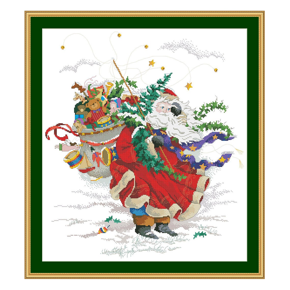 santa様オーダーページ♡ Windswept St Nick, Counted Cross Stitch Pattern, Winter, Santa