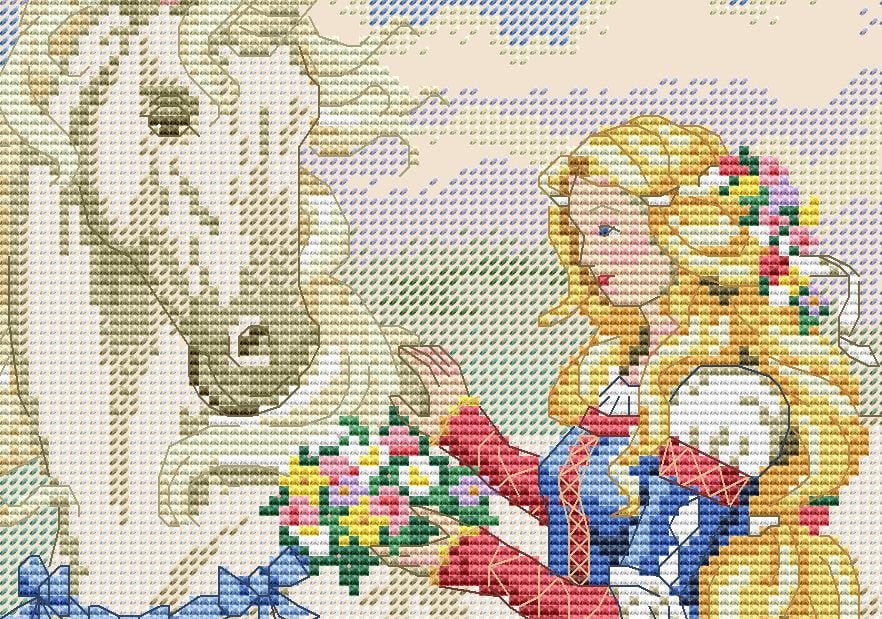 Lady and Unicorn, Cross Stitch Pattern, Digital Pattern PDF, Modern