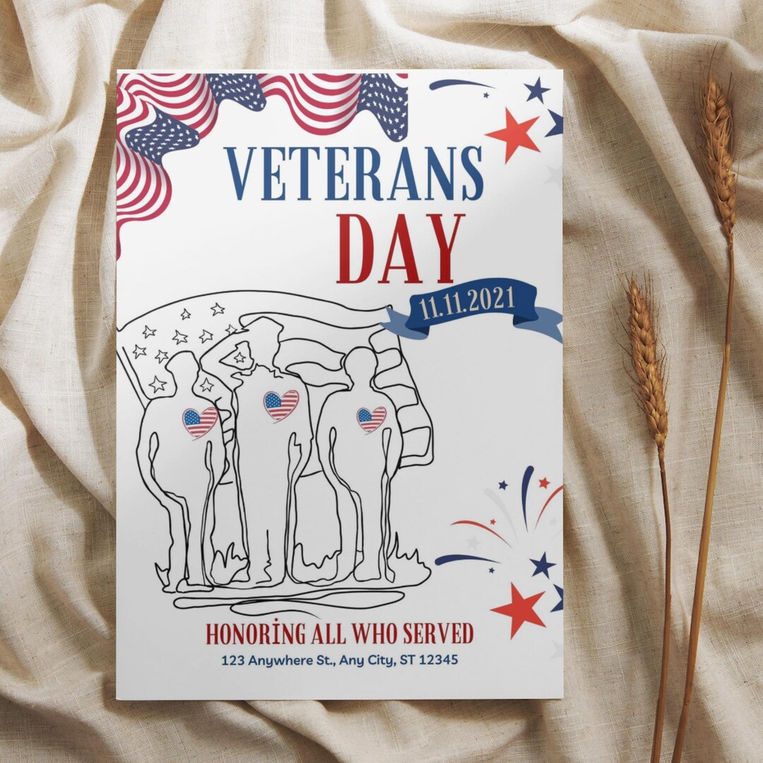 EDITABLE Veterans Day Invitation Vet Cookout Celebration Etsy