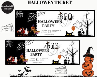 Editable Halloween Ticket Invitation, Printable Halloween Invitations, Halloween Ticket Template, Halloween Party Ticket, Digital Download