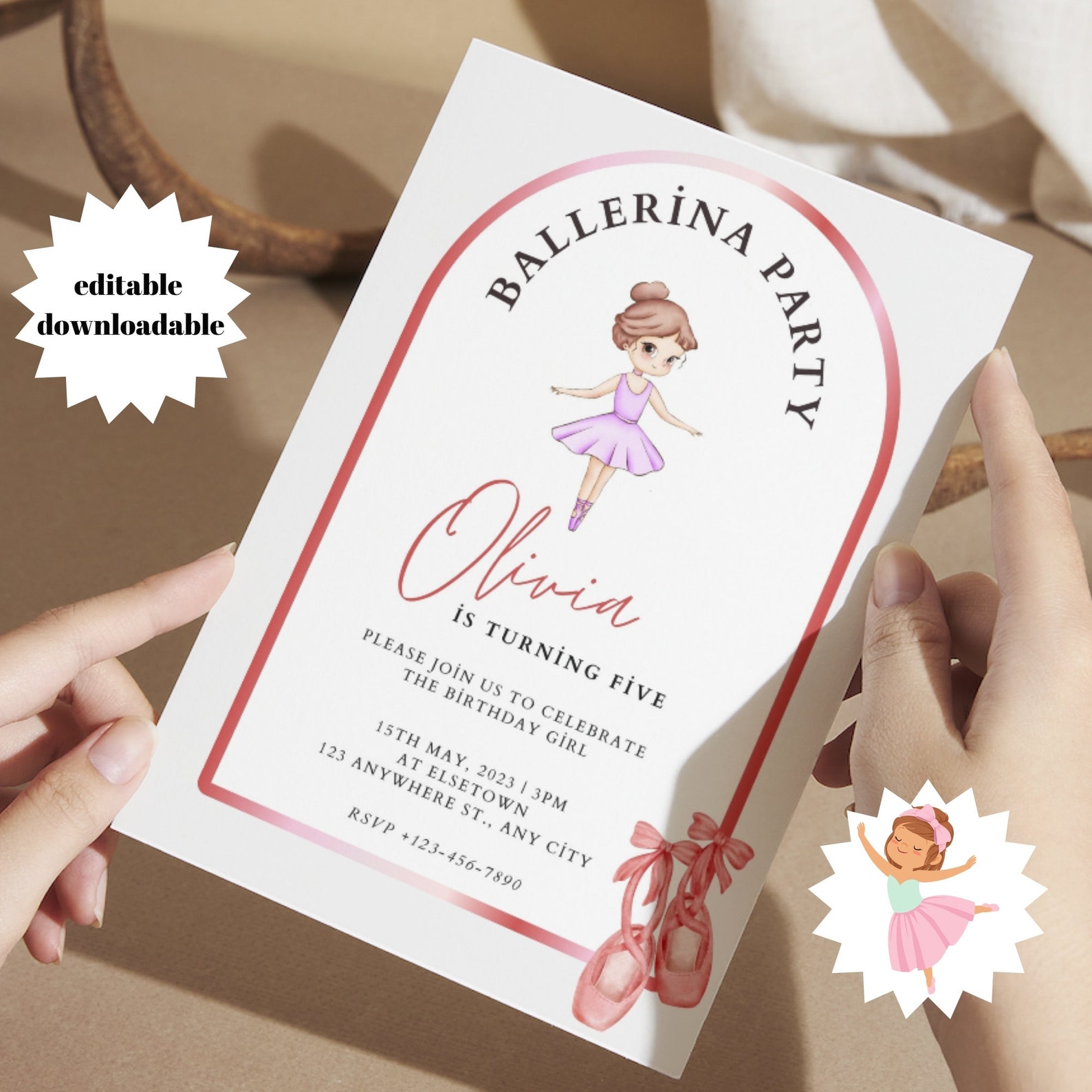 Ballerina Birthday Invitation Template Printable, Ballet Birthday ...