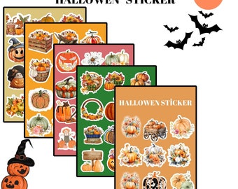 57 Halloween Stickers Svg Png Bundle | Digital Printable Stickers | Spooky Season Svg | Fall Season Svg | Halloween Season Svg