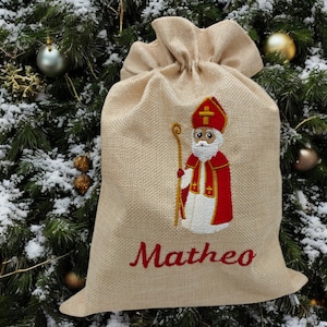 Personalisierter Nikolaussack mit Bestickung - Motiv St. Nikolaus - röm.-kath. Nikolaussackerl
