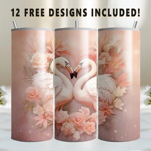 Valentine&#39;s Tumbler Design, Two Love Birds 20oz Skinny Straight Tumbler Wrap, Digital Download PNG, Sublimation Art, Valentine&#39;s Day